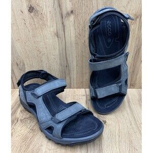 ECCO Receptor Sports Sandals Men Size 47 US 13-13.5 Gray Leather Walking Hiking